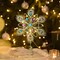 Lighted Christmas Tree Topper Star with Timer for Tree Decorations, 13 Inch Blue and Silver Metal Star Tree Topper Snowflake Peacock Feather Jewel with Lights for Home Party Gift Indoor
